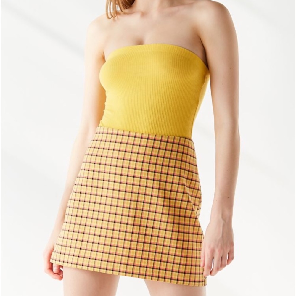 Urban Outfitters pink lemonade plaid skirt